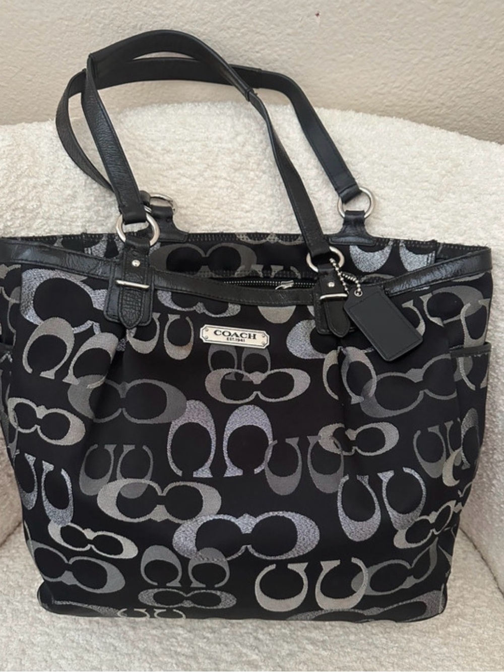 Coach Black and Silver Signature Tote - Picture 2 of 8
